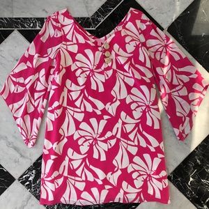 Lilly Pulitzer 100% Silk Pink and White Cocktail Dress
